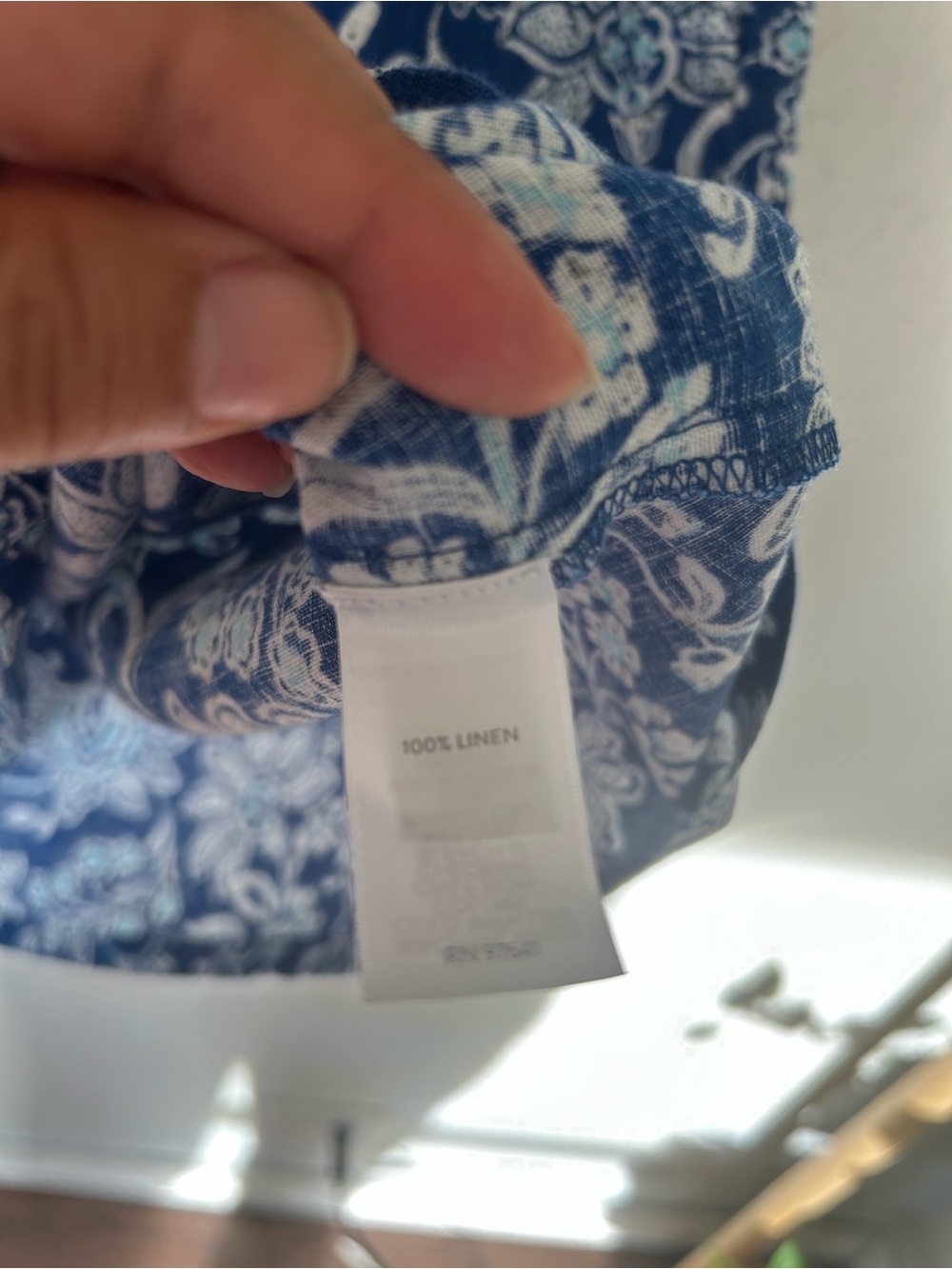 J. Jill Love Linen Resort Wear Floral White & Blue Shift Sleeveless Mini Dress, - Picture 5 of 7